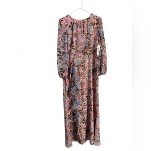 Eliza J Pink and Blue Floral Long Sleeve Dress
